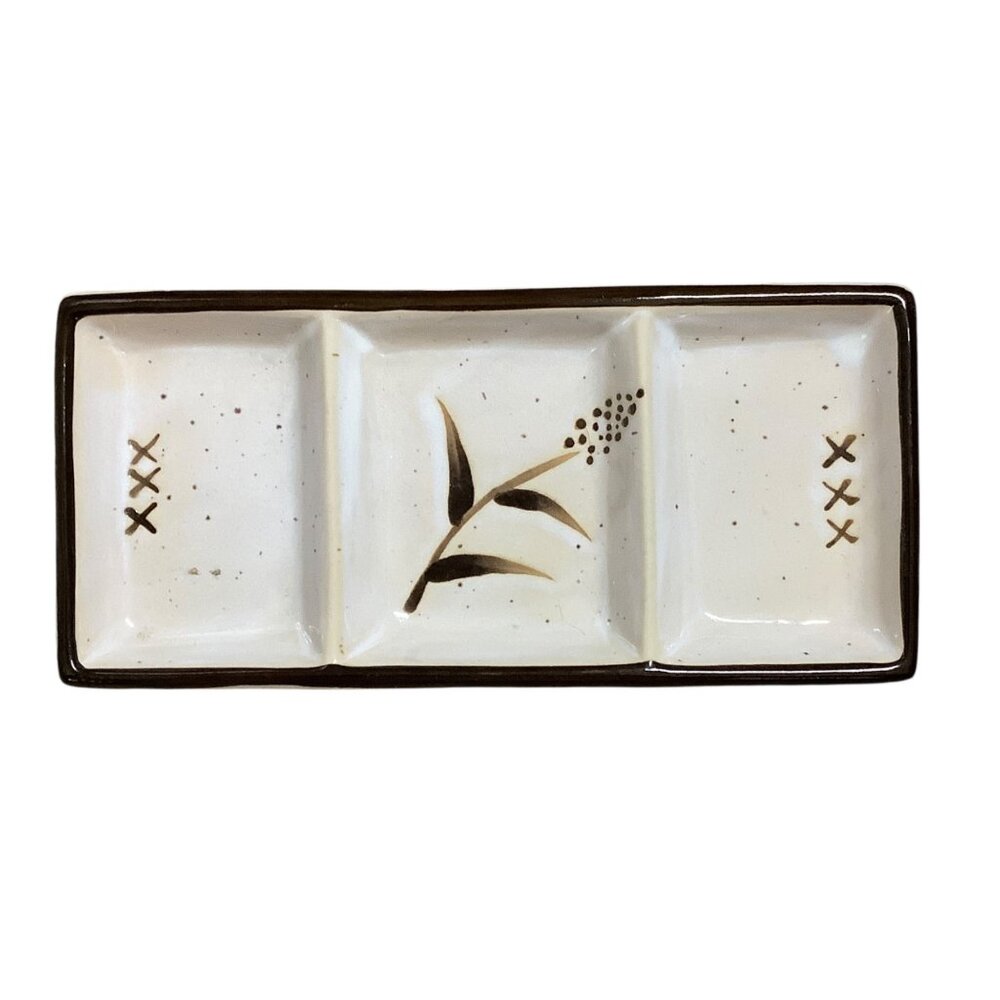 Ceramic Sauce Dish 3 Compartments 8” Vintage‎ Target OS Asian Themed